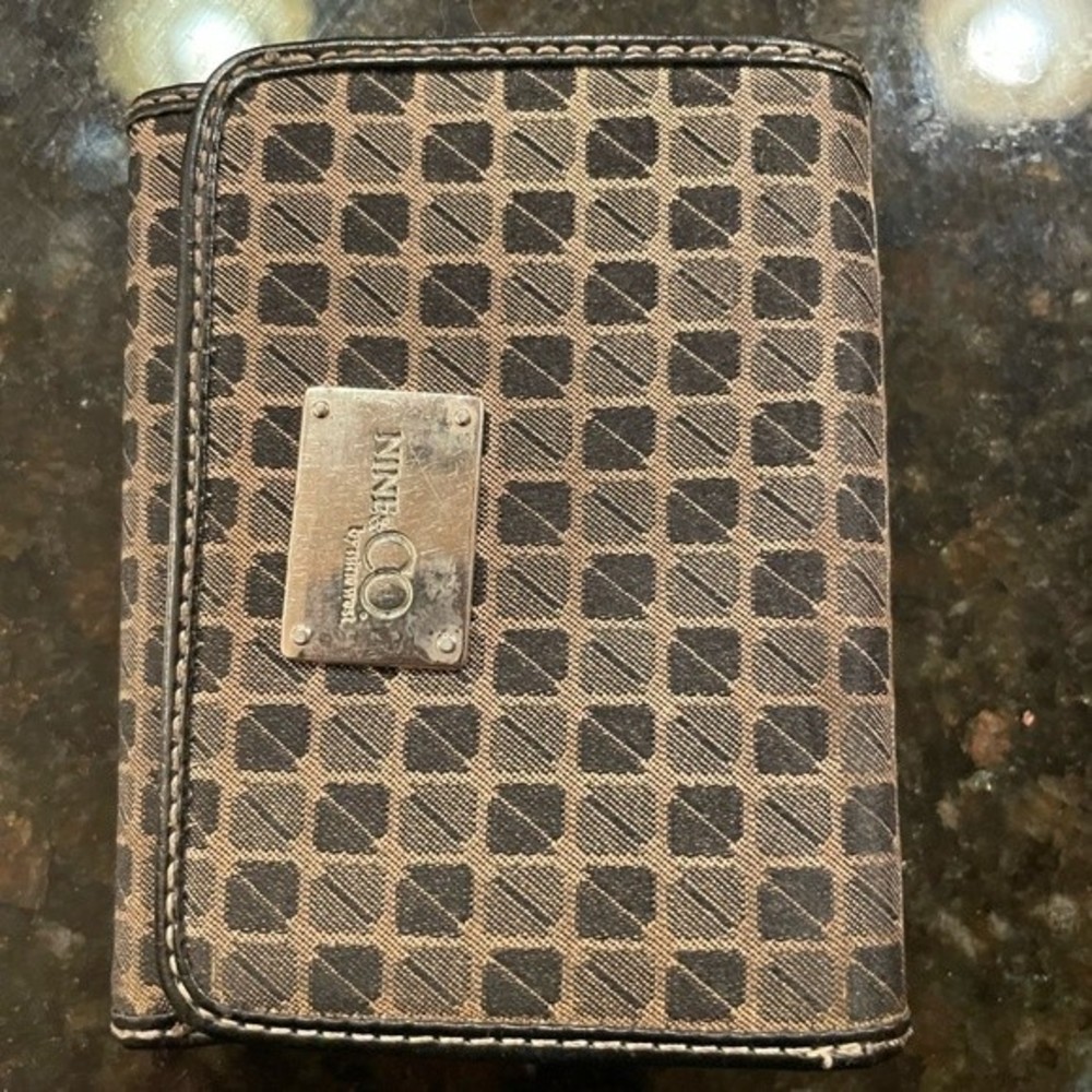 Nine West Women's Brown and Black Square Trifold Wallet